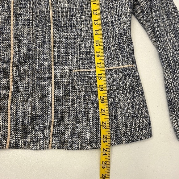 Pendleton Tweed Blazer Women's Size 10 Blue and Tan Zip Up Collarless - Picture 9 of 10